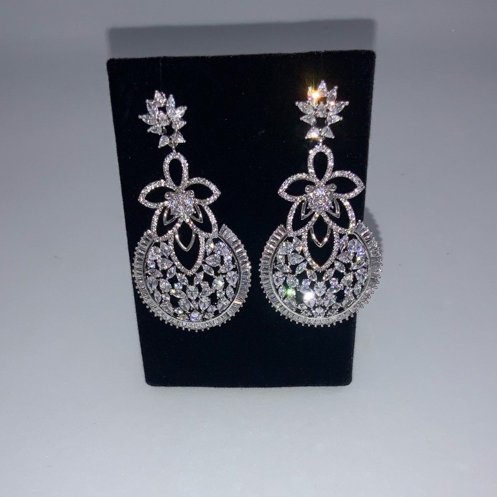 7ct Multi Stone Dangle Earrings - Picture 9 of 9